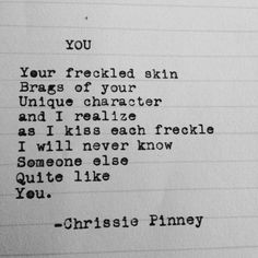 Quote about freckles from Chrissie Pinney